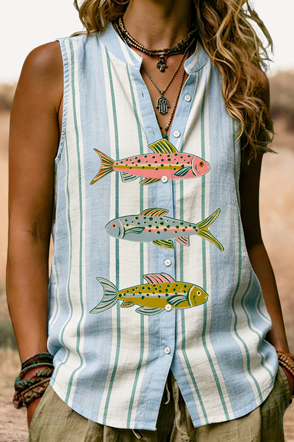 Retro Striped Fish Vest