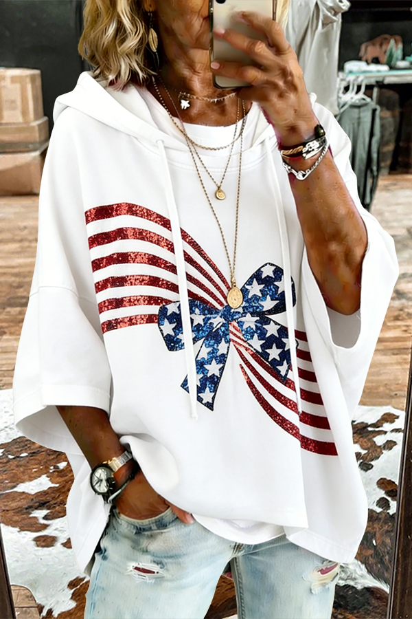 Striped Star Bow American Flag Hoodie