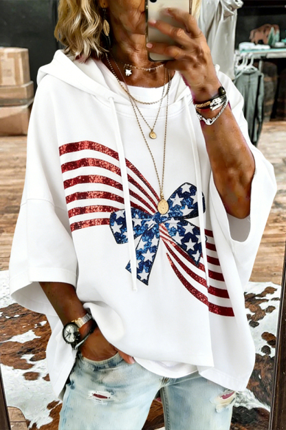 Striped Star Bow American Flag Hoodie