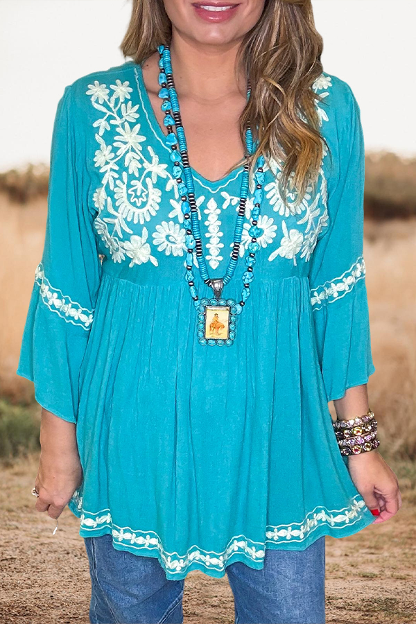 Floral V-Neck Ruffled Top