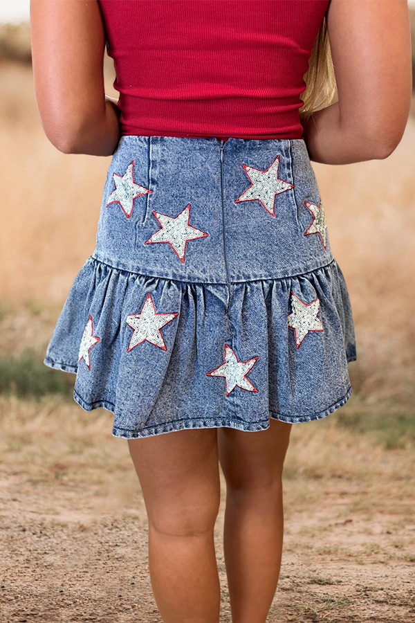 250 USA Star Ruffle Mini Skirt