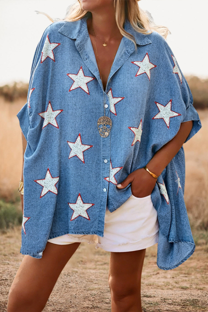 250 USA Batwing Sleeve Loose Shirt