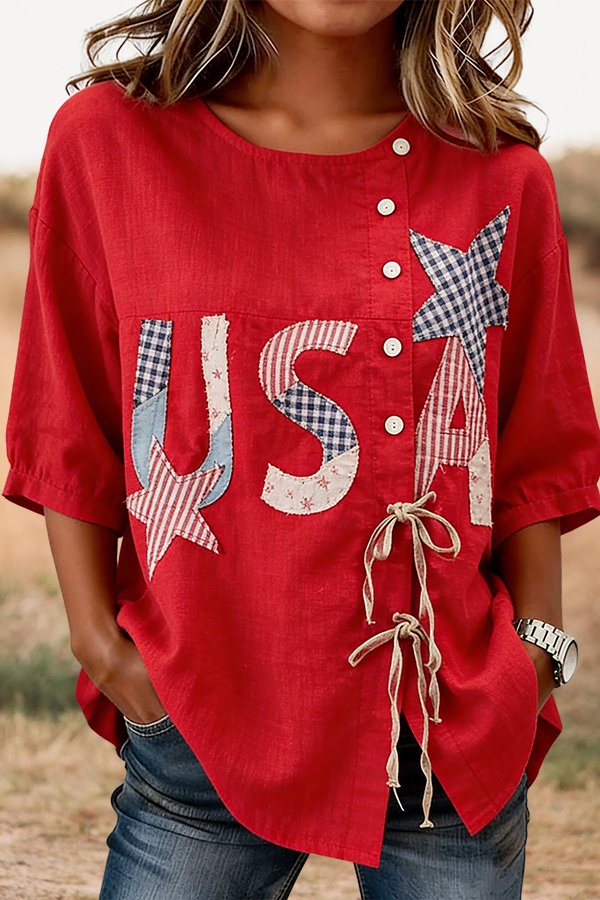 Usa Star Tie Plaid Shirt