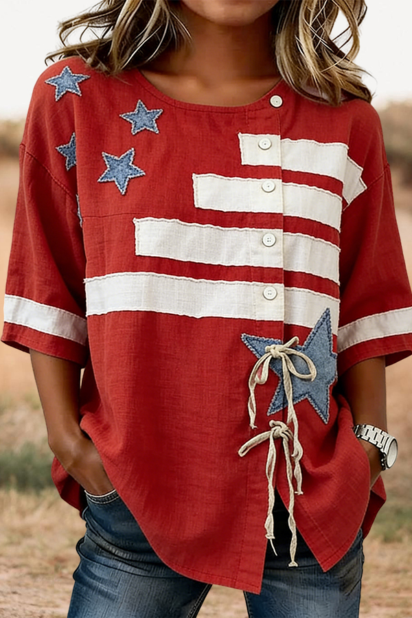 USA Star Striped Tie Shirt