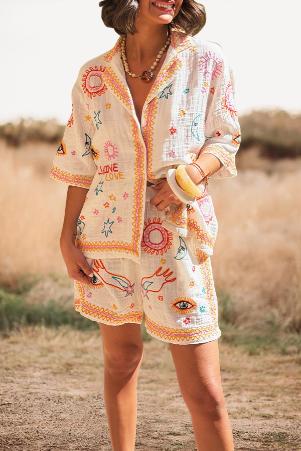 Love And Peace Embroidered Shirt