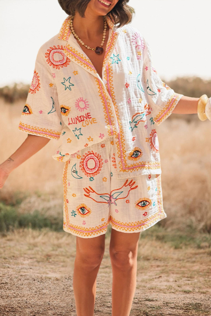 Love And Peace Embroidered Shirt