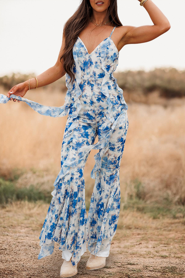 Flowy Floral Ruffled Jumpsuit