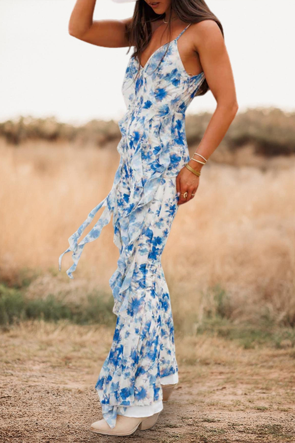 Flowy Floral Ruffled Jumpsuit