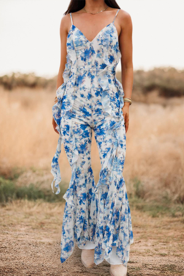 Flowy Floral Ruffled Jumpsuit