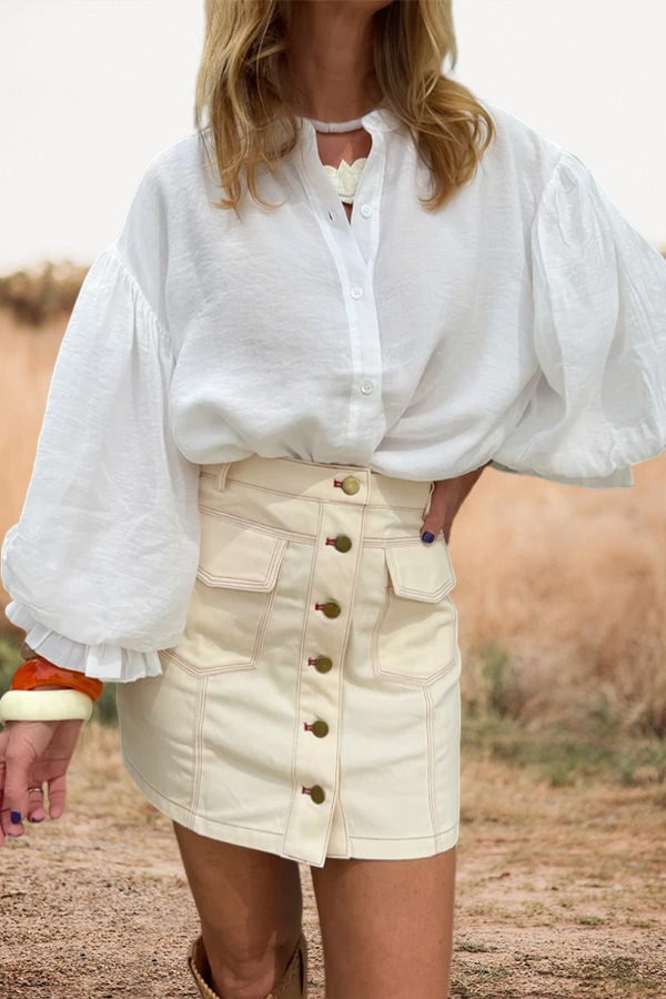 Dreamy Puff Sleeve Ruffled Blouse