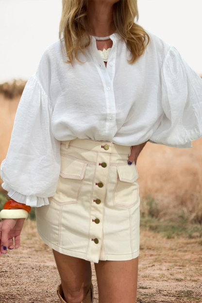 Dreamy Puff Sleeve Ruffled Blouse