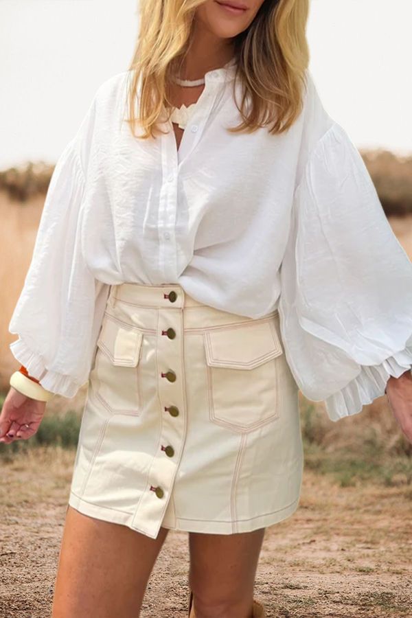 Dreamy Puff Sleeve Ruffled Blouse