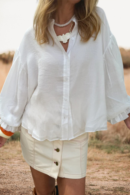 Dreamy Puff Sleeve Ruffled Blouse