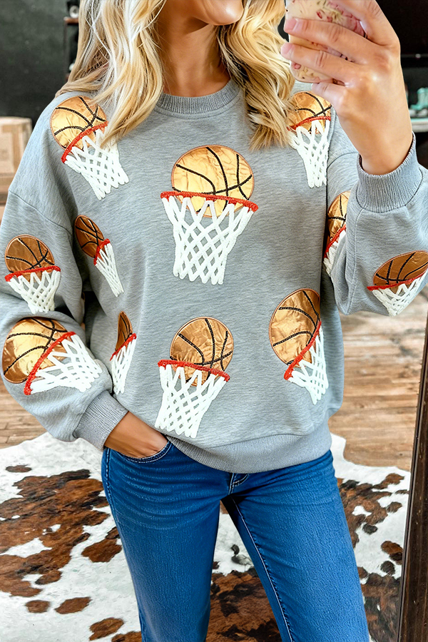 Casual Basketball Crew Neck Sweatshirt
