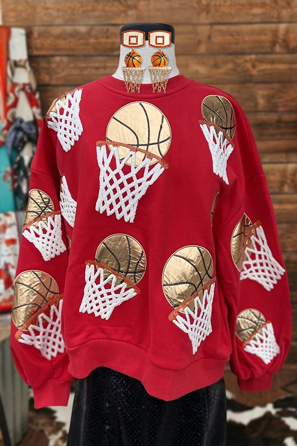 Casual Basketball Crew Neck Sweatshirt