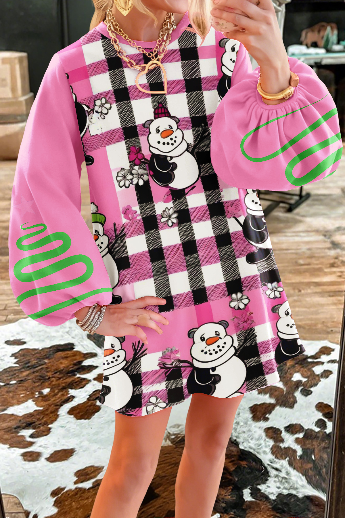 Christmas Snowflake Patchwork Sweatshirt Dress