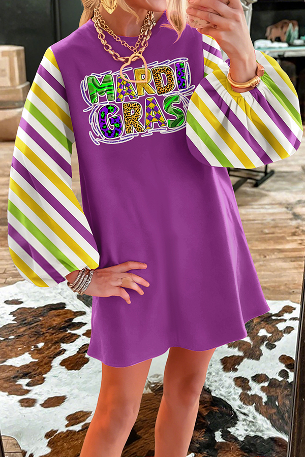 Classic Carnival Striped Sweatshirt Dress