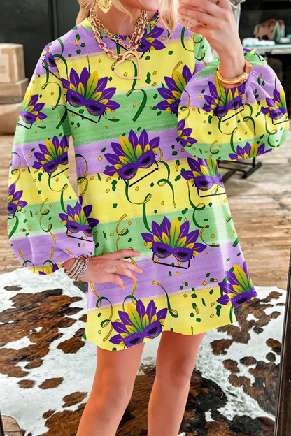Classic Carnival Mask Print Dress