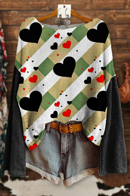 Valentine'S Day Heart Patchwork Sweater