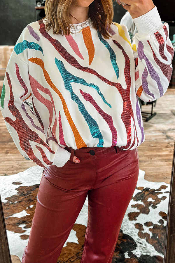 Women's top | Shiny Colorful Zebra Print Sweatshirt |westernfeelings