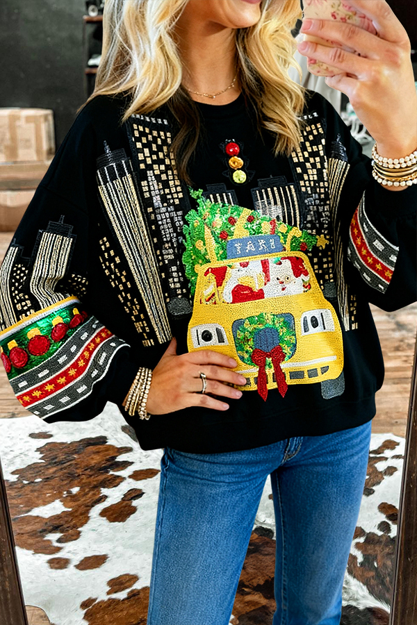 Women's top | Christmas Truck Shiny Crew Neck Sweatshirt |westernfeelings