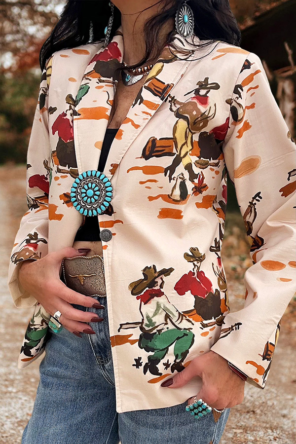 Women's jacket | Western Cowboy Tie-Dye Print Suit |westernfeelings