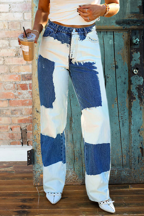 Women's pants | Western Cowboy Style Color-Blocked Wide-Leg Pants |westernfeelings