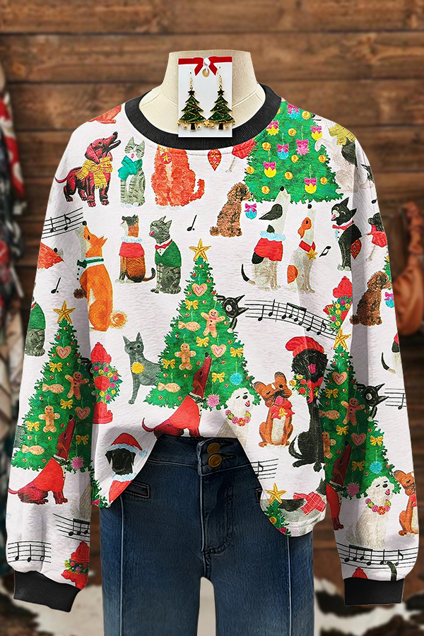 Christmas Secret Forest Print Sweatshirt