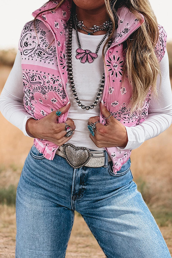 Retro And Cute Paisley Print Vest
