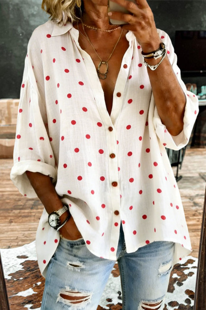 Classic Breathable Polka Dot Linen Shirt