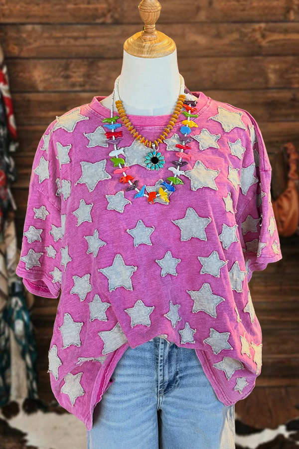Retro Star Patchwork T-Shirt
