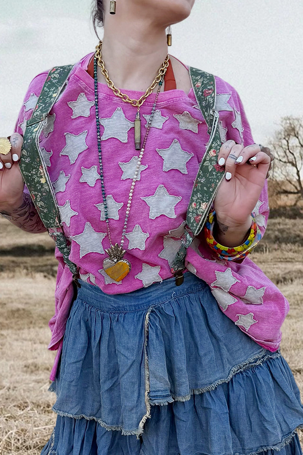 Retro Star Patchwork T-Shirt