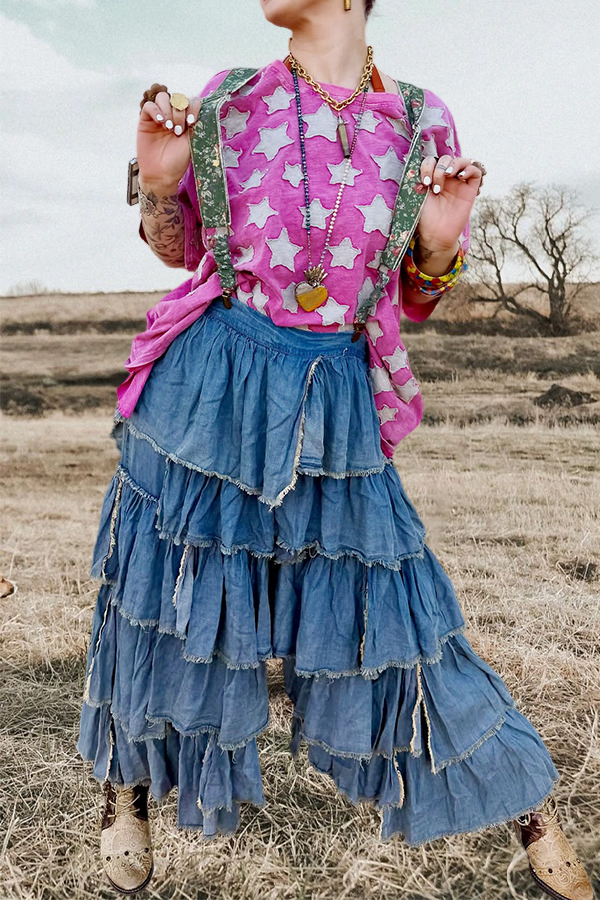 Retro Star Patchwork T-Shirt