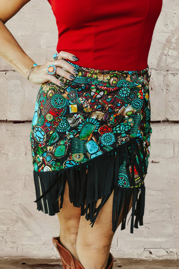 Western Turquoise Jewelry Tassel Skirt