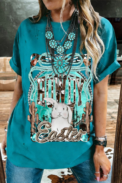 Western Easter Bunny Distressed T-Shirt