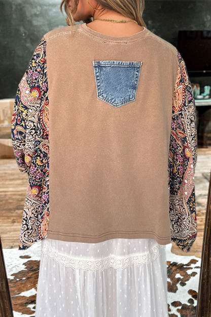 Wild Leopard Print Patchwork Mid-Sleeve T-Shirt