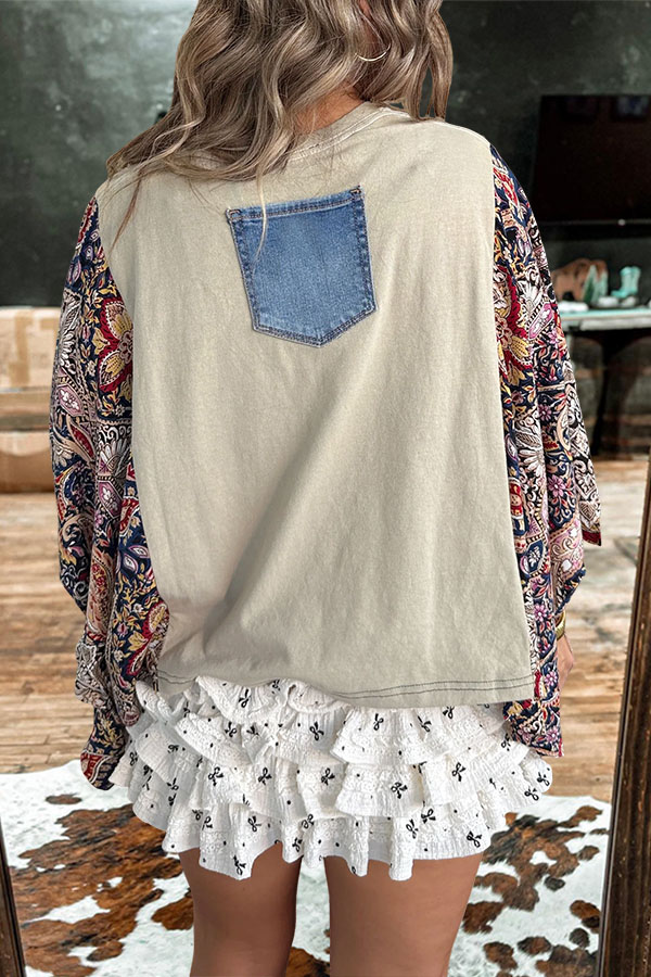 Country Music Johnny Cash Floral Mid-Sleeve T-Shirt