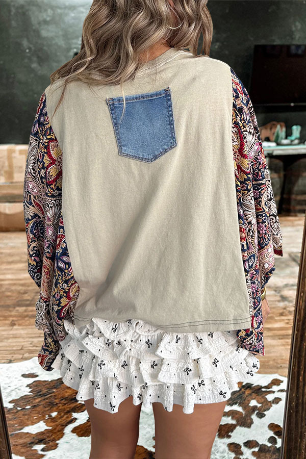 Country Music Johnny Cash Floral Mid-Sleeve T-Shirt