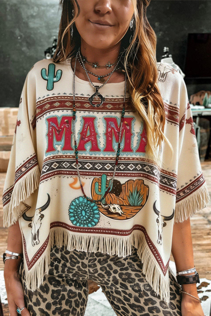 Mother's Day Western Cotton Striped Fringe Top