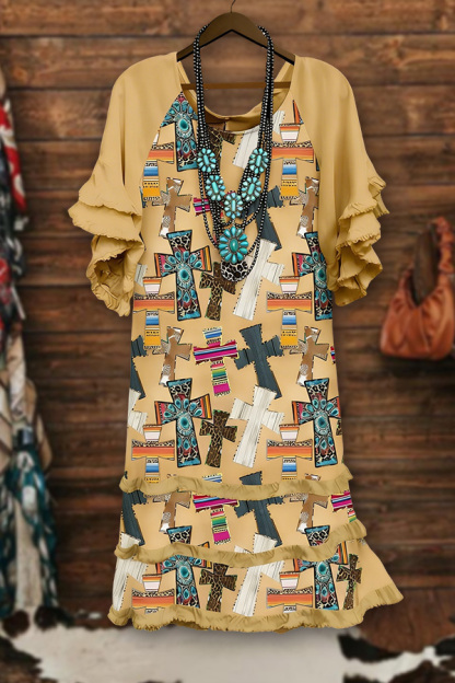 Jesus Bless You Raglan Sleeves Midi Dress