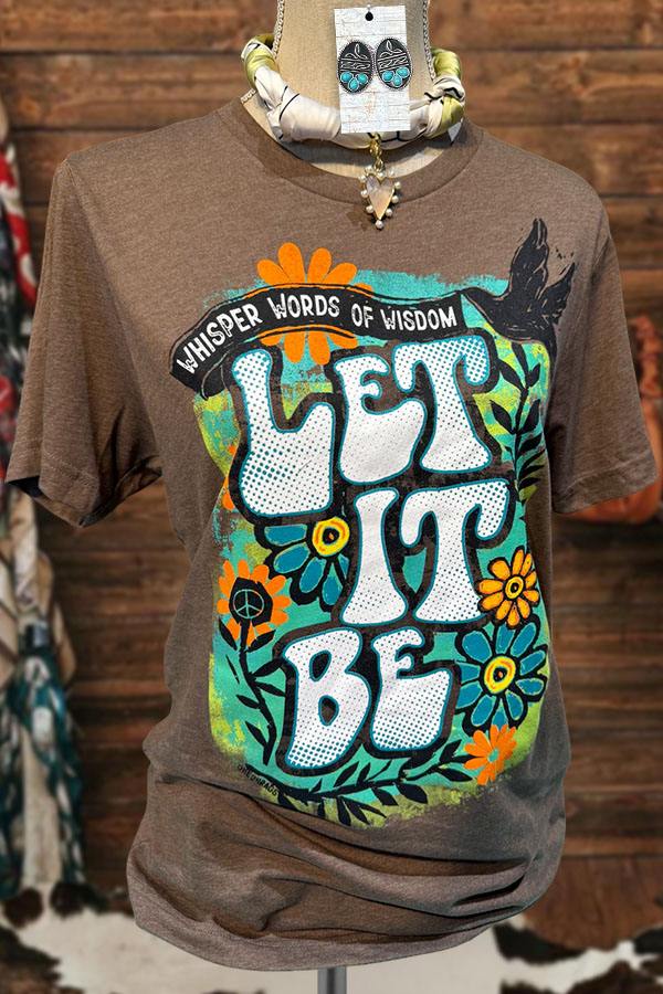 Western Flowers Let It Be Brown Tee