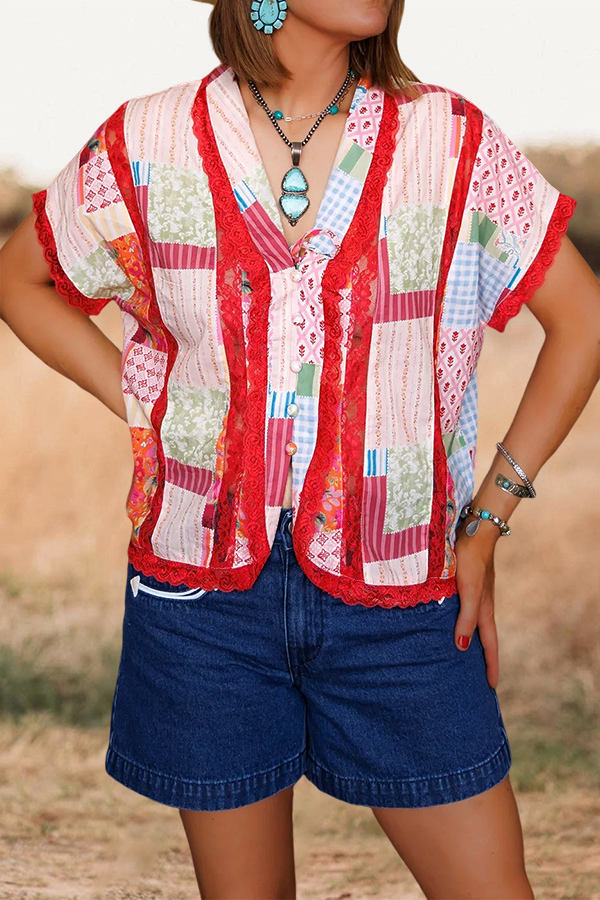 Ranch Floral Lace-Paneled Shirt