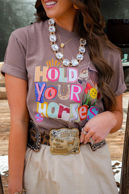 Western-Style Cute Letter Crewneck Tee