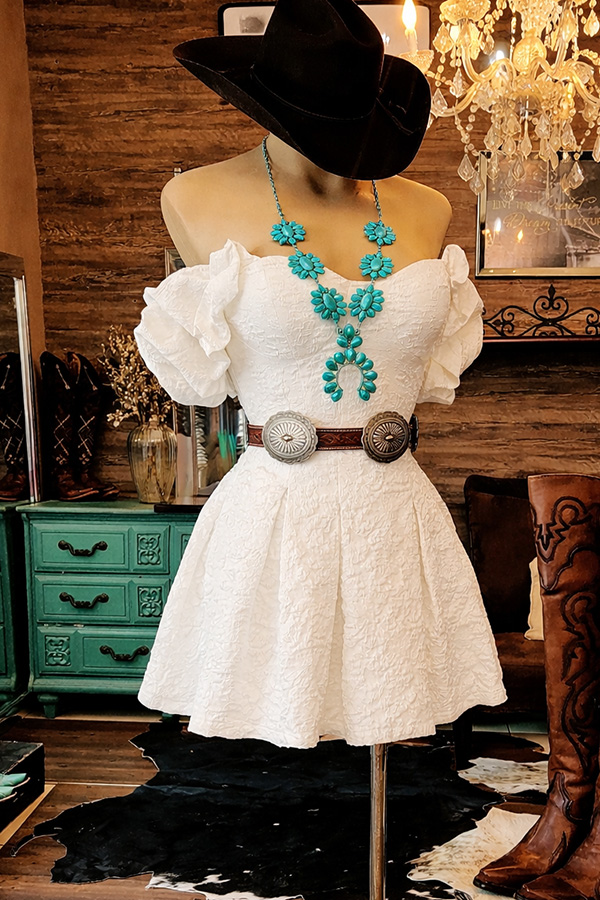 Charming Party Jacquard-Textured Cowgirl Mini Dress