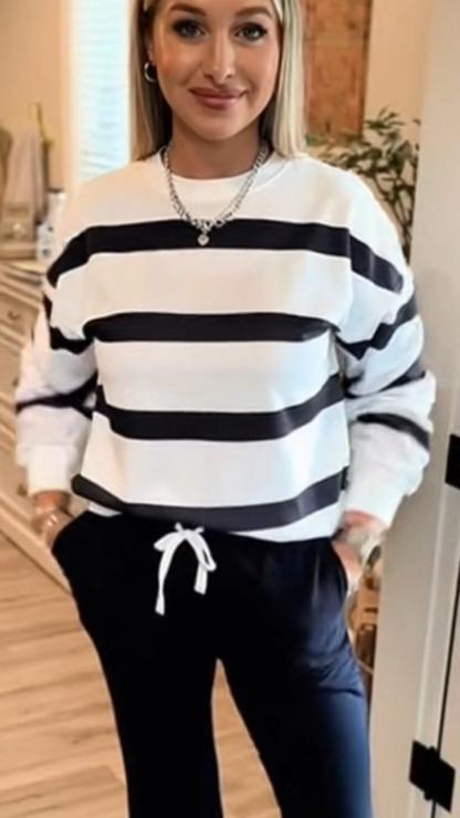 Classic Striped Top And Pants Two-Piece Set