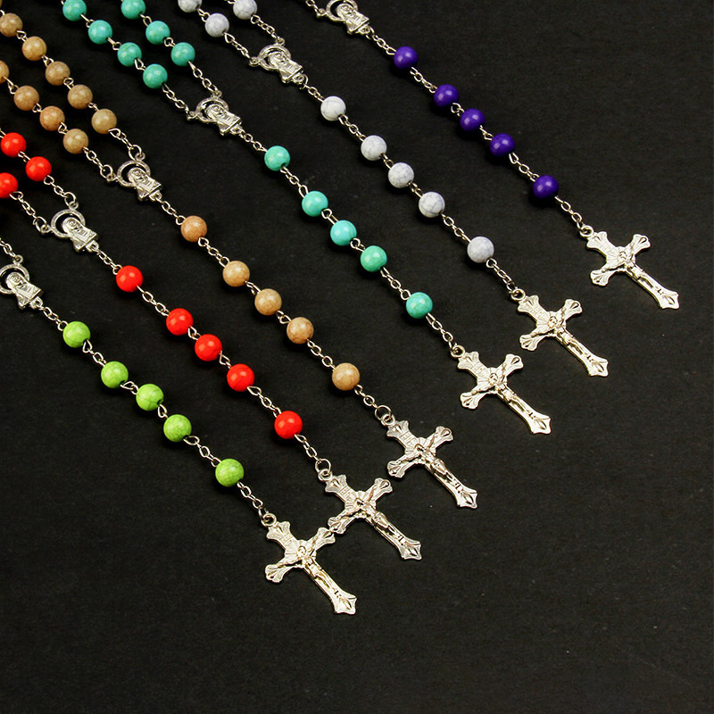 Vintage Faith Cross Beaded Necklace