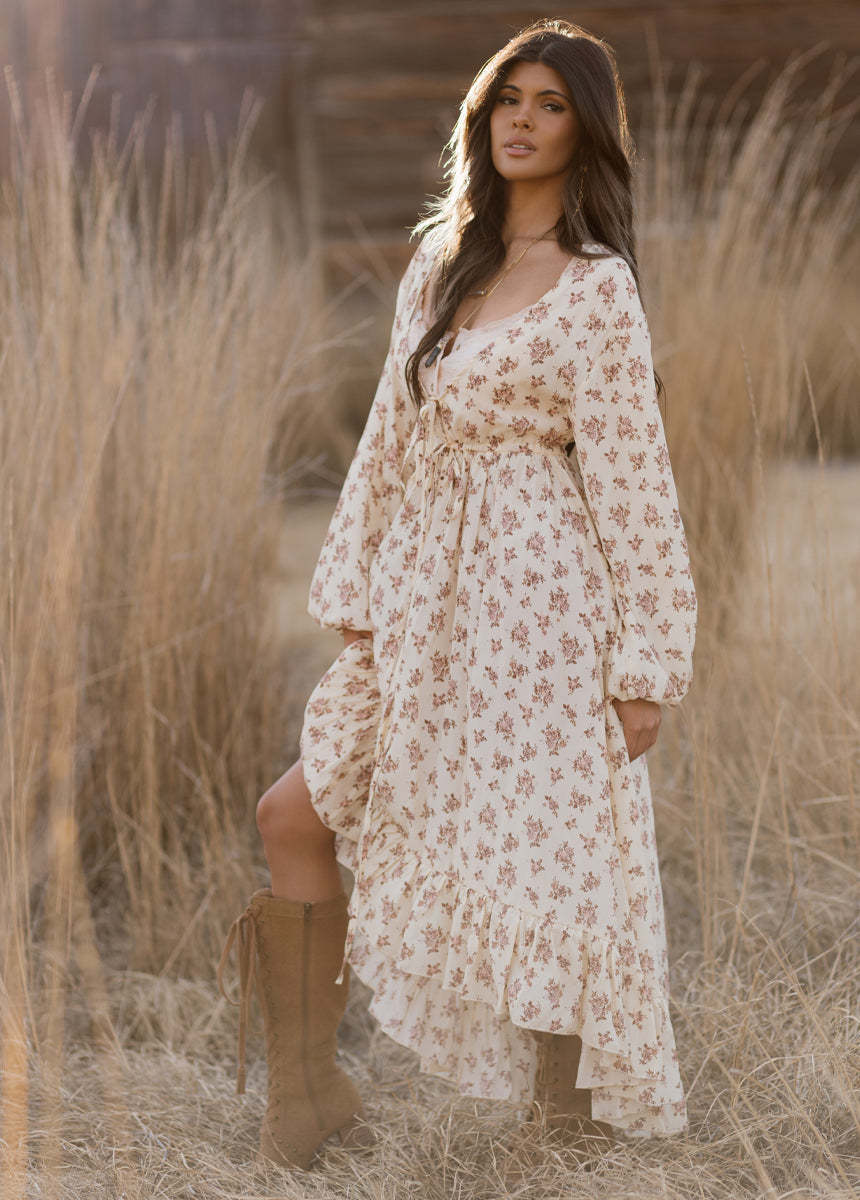 Beri Dress in Ecru Floral