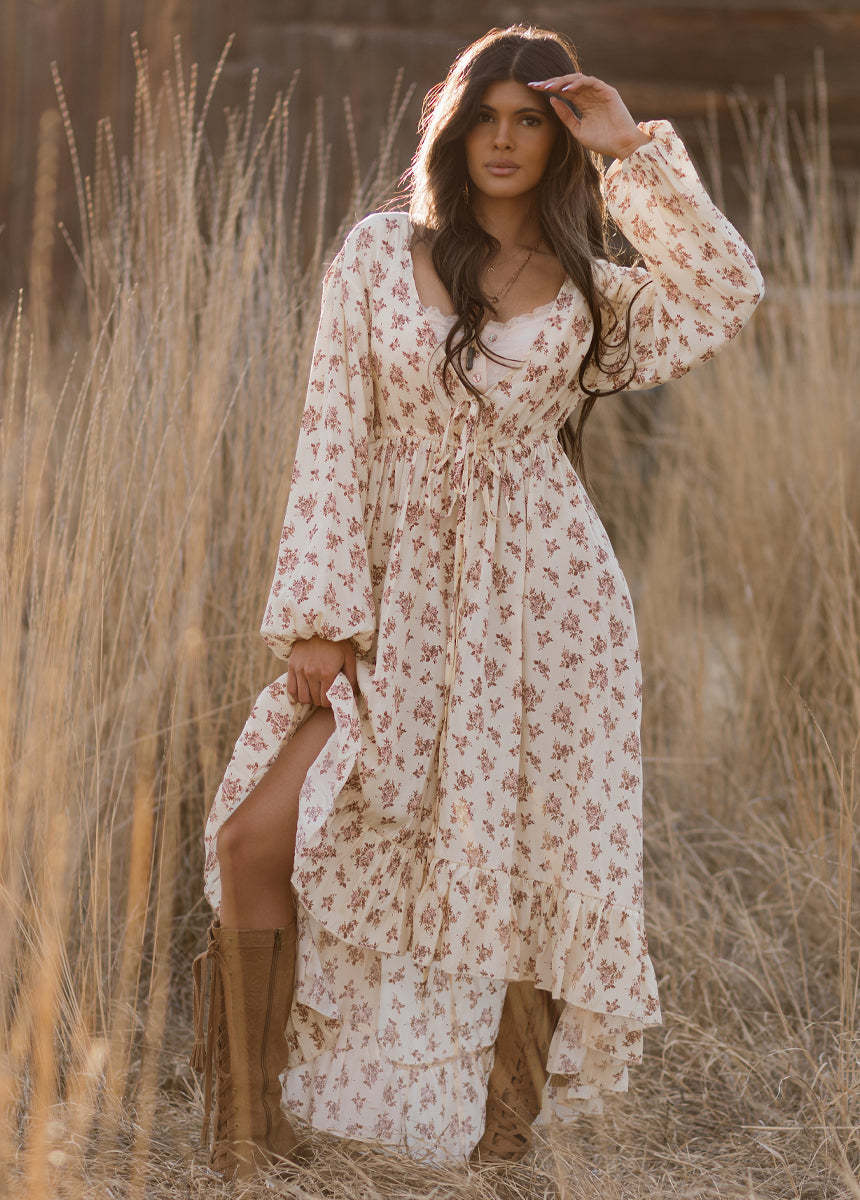 Beri Dress in Ecru Floral