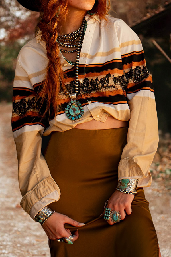 Western Stripe Horse Print Shirt