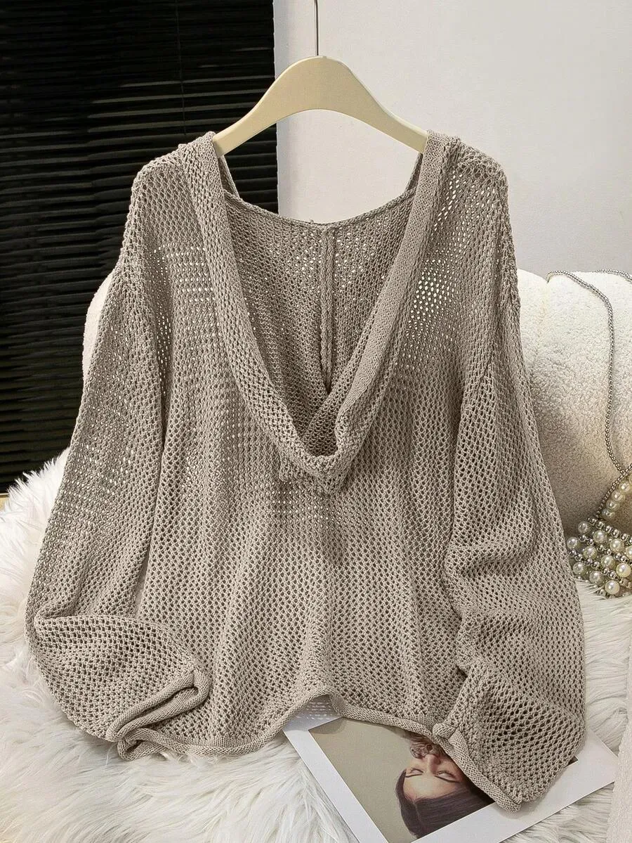 Women's Bohemian Long-Sleeved Hooded Cover-Up